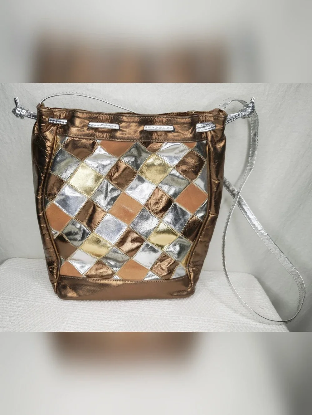 Fifth Avenue Handbags multi metallic leather bucket bag